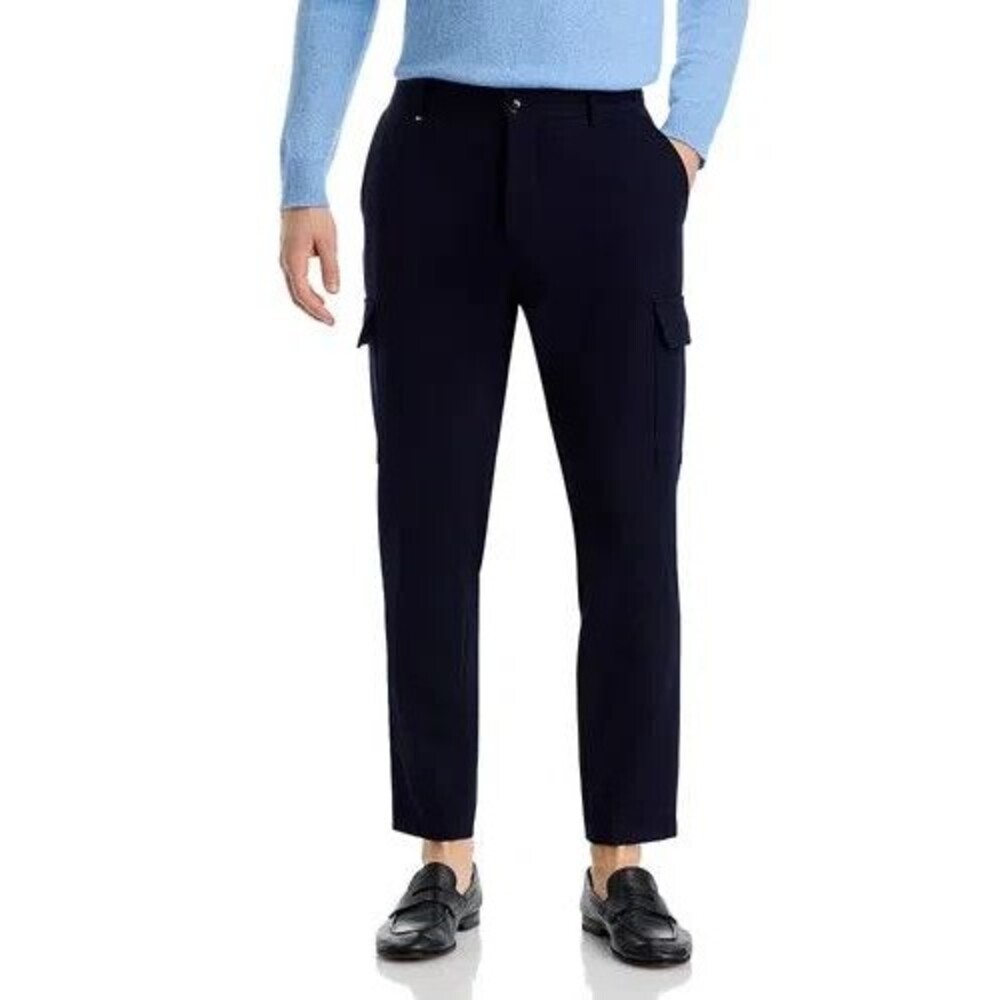 HUGO BOSS Dress Pants Mens Size 36 Navy Cargo PEPE Relaxed Unfinished Hem $248